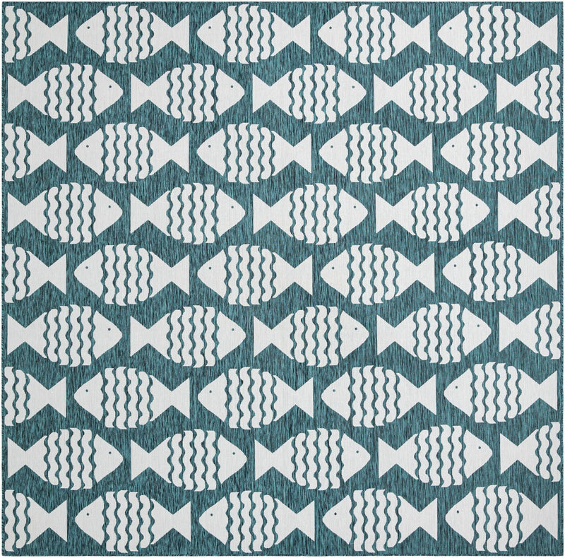 Seaside Haven Rugs Collection Area Rug -  Admiral Square Turquoise Main
