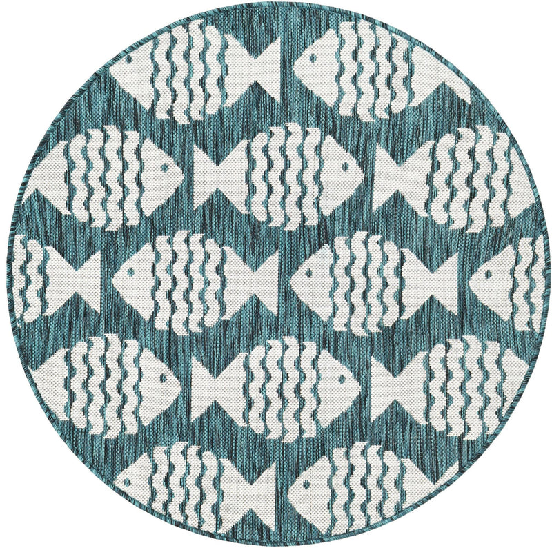 Seaside Haven Rugs Collection Area Rug -  Admiral Round Turquoise Main