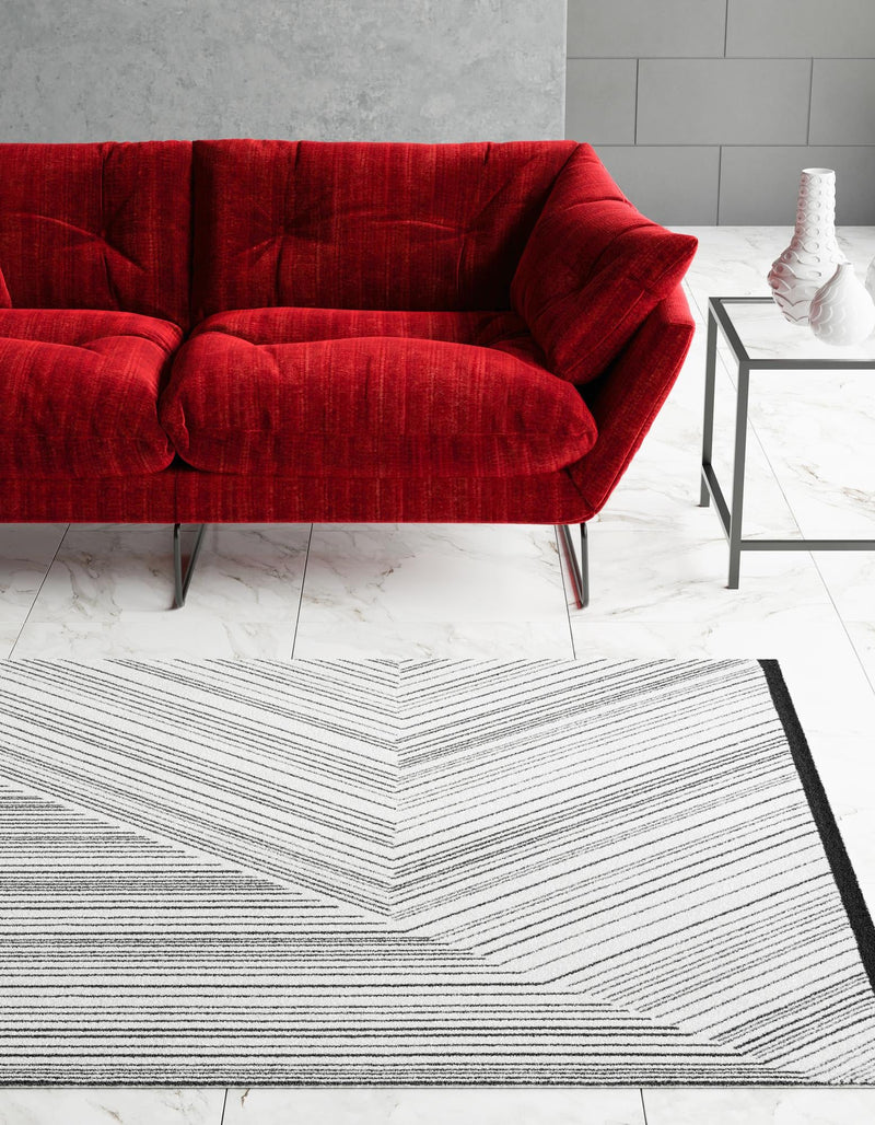 Roma Elegance Collection Area Rug - Vatican Rectangle Black and White  lifestyle 2