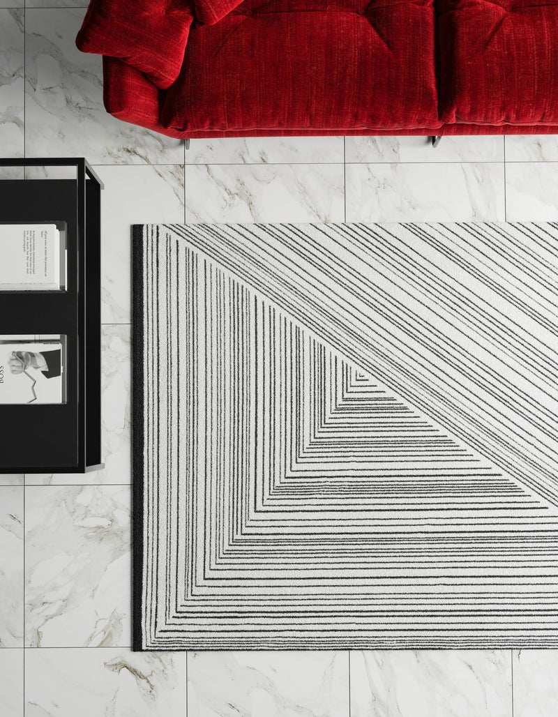 Roma Elegance Collection Area Rug - Vatican Rectangle Black and White  lifestyle 5