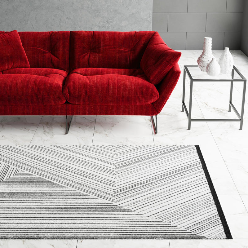 Roma Elegance Collection Area Rug - Vatican Rectangle Black and White  lifestyle 15