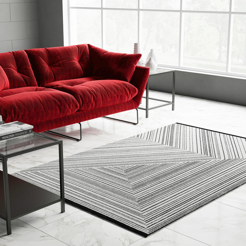Roma Elegance Collection Area Rug - Vatican Rectangle Black and White  lifestyle 16