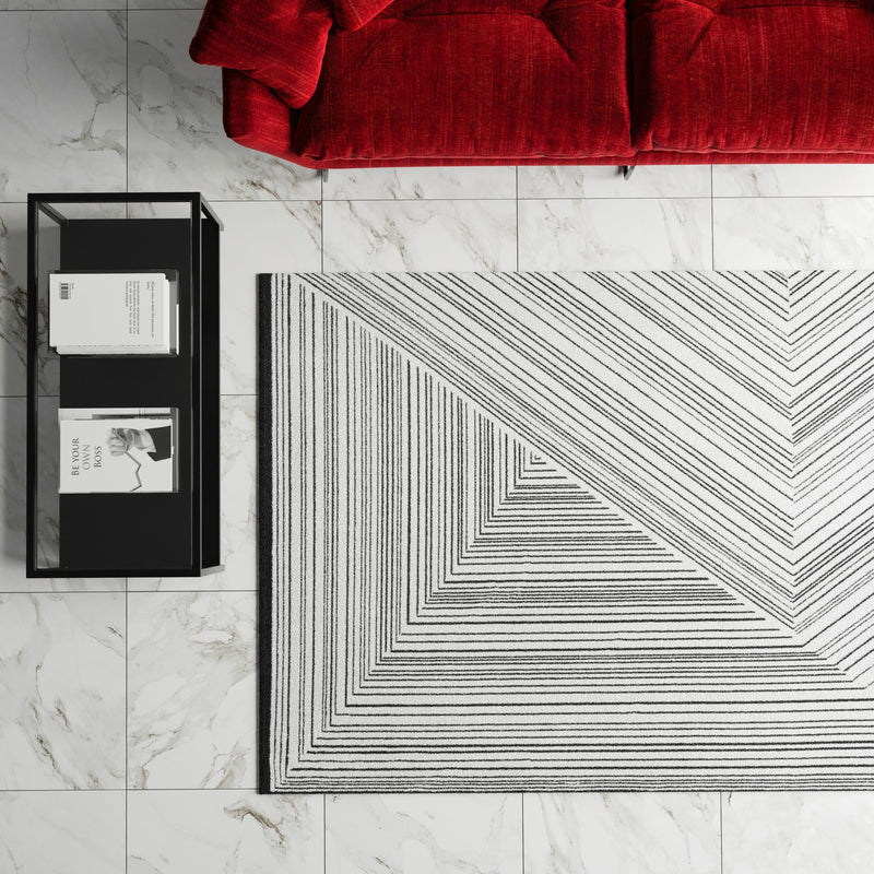 Roma Elegance Collection Area Rug - Vatican Rectangle Black and White  lifestyle 17