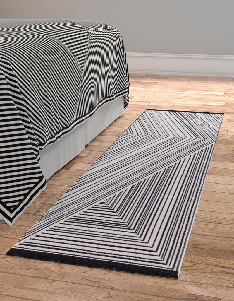 Roma Elegance Collection Area Rug - Vatican Runner Black and White  lifestyle 21