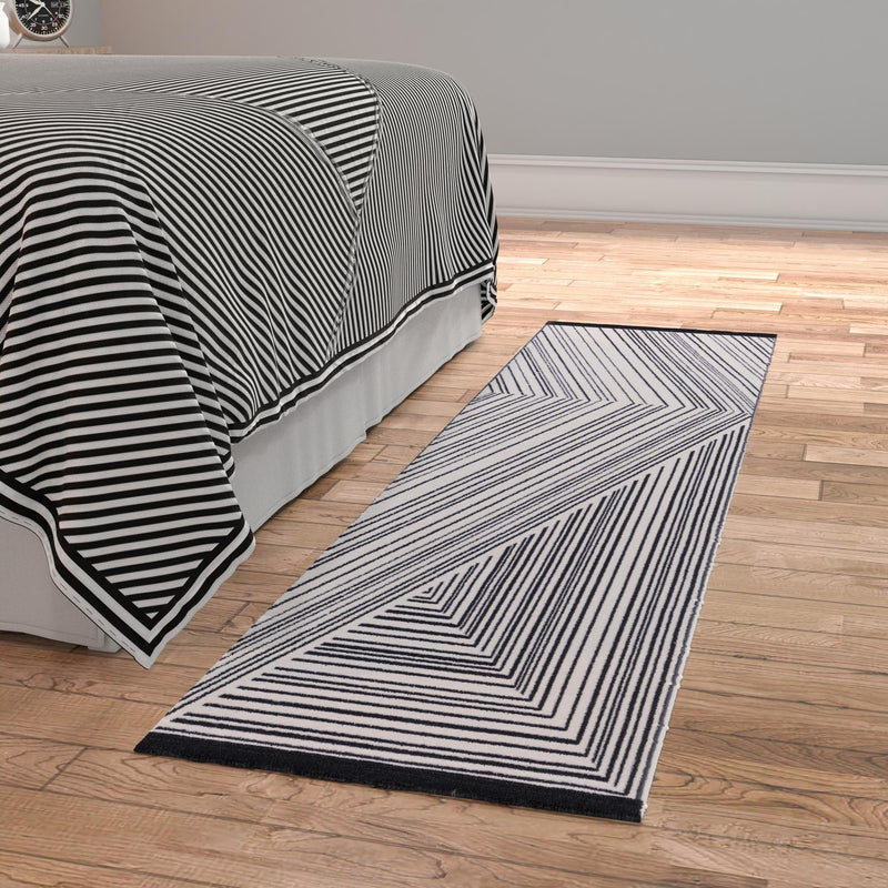 Roma Elegance Collection Area Rug - Vatican Runner Black and White  lifestyle 46