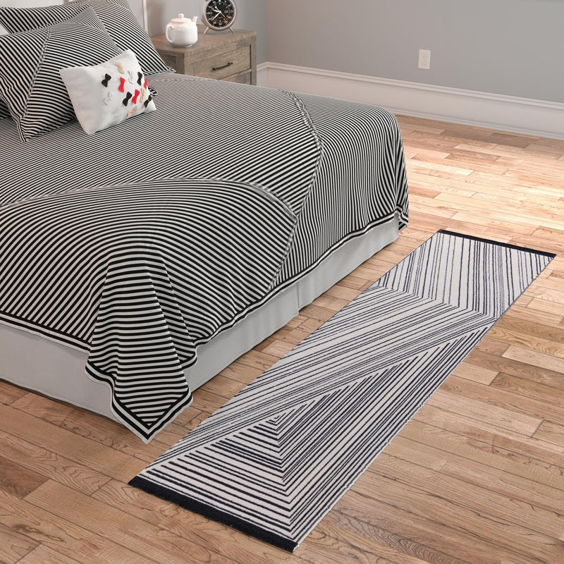 Roma Elegance Collection Area Rug - Vatican Runner Black and White  lifestyle 48
