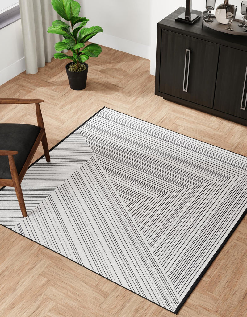 Roma Elegance Collection Area Rug - Vatican Square Black and White  lifestyle 24