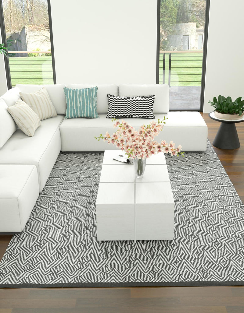 Roma Elegance Collection Area Rug -  Colosseo Rectangle Black and White  lifestyle 2
