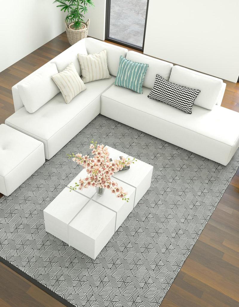 Roma Elegance Collection Area Rug -  Colosseo Rectangle Black and White  lifestyle 4