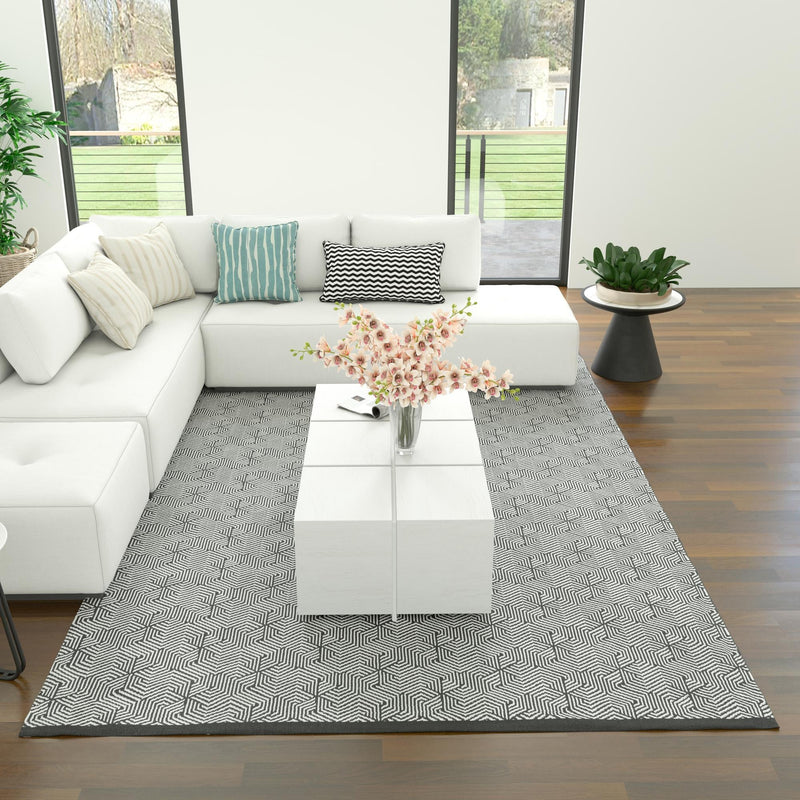 Roma Elegance Collection Area Rug -  Colosseo Rectangle Black and White  lifestyle 15