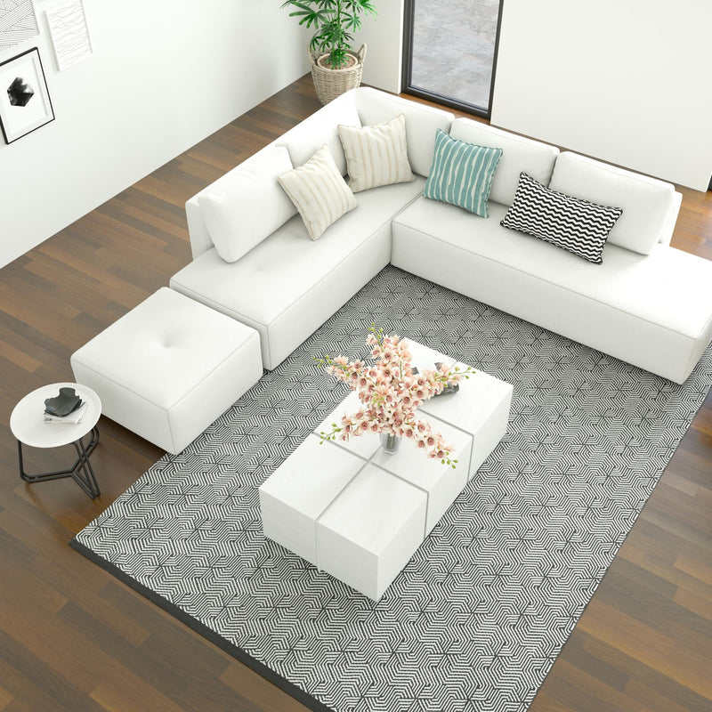 Roma Elegance Collection Area Rug -  Colosseo Rectangle Black and White  lifestyle 17