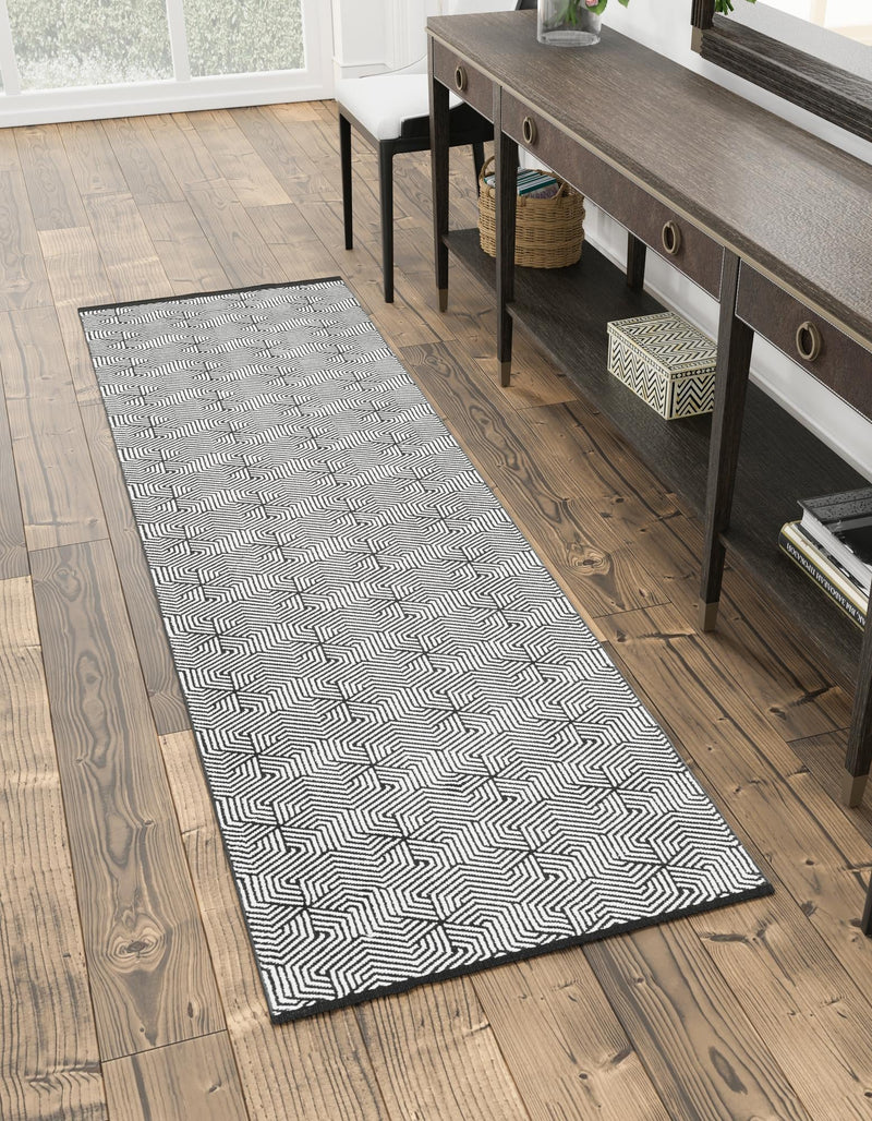 Roma Elegance Collection Area Rug -  Colosseo Runner Black and White  lifestyle 21