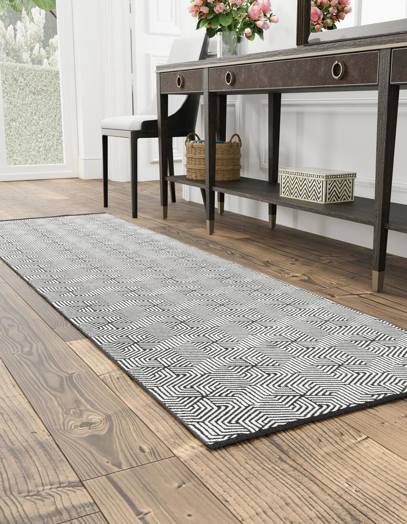 Roma Elegance Collection Area Rug -  Colosseo Runner Black and White  lifestyle 23