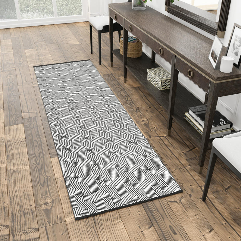 Roma Elegance Collection Area Rug -  Colosseo Runner Black and White  lifestyle 46