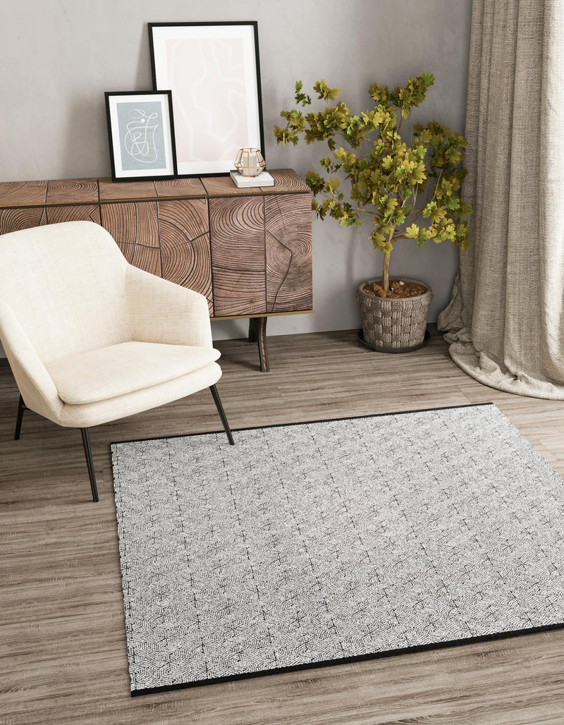 Roma Elegance Collection Area Rug -  Colosseo Square Black and White  lifestyle 20