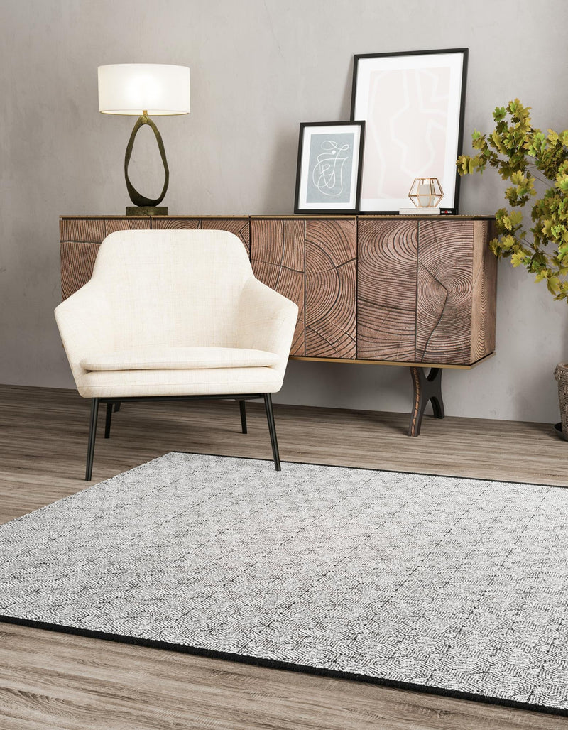 Roma Elegance Collection Area Rug -  Colosseo Square Black and White  lifestyle 22