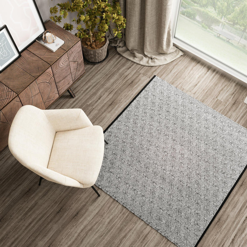 Roma Elegance Collection Area Rug -  Colosseo Square Black and White  lifestyle 49