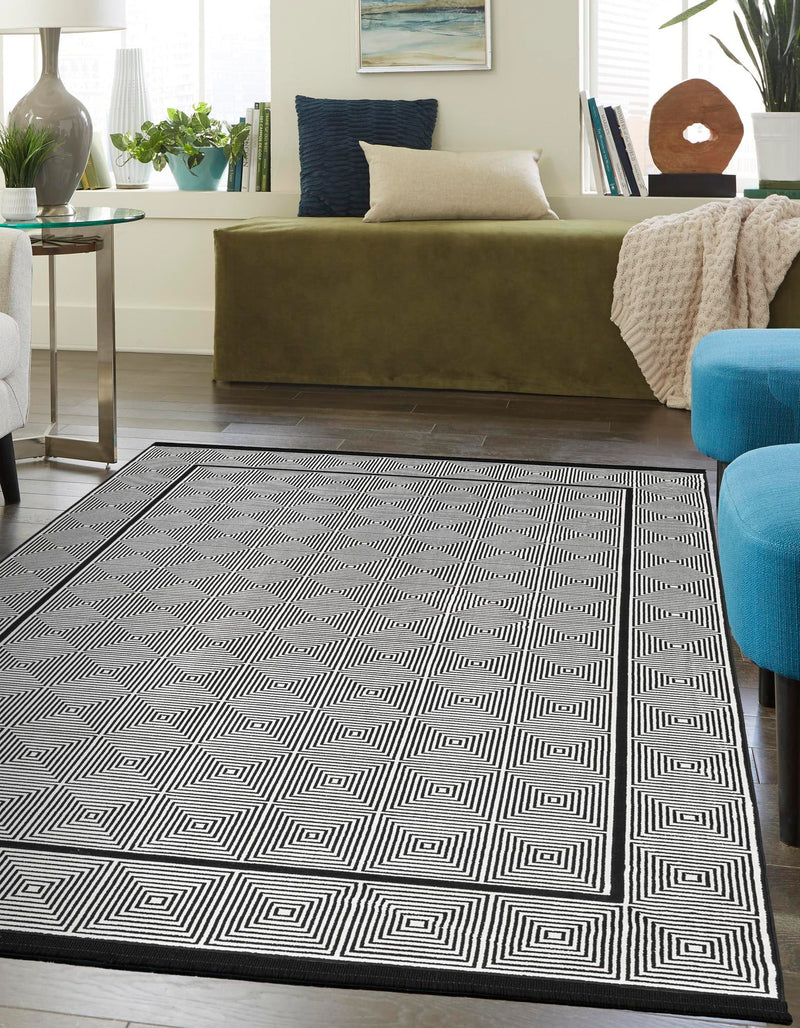 Roma Elegance Collection Area Rug -  Trastevere Rectangle Black and White  lifestyle 2