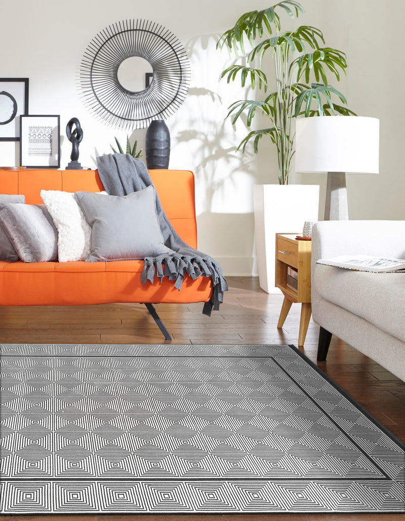 Roma Elegance Collection Area Rug -  Trastevere Rectangle Black and White  lifestyle 3