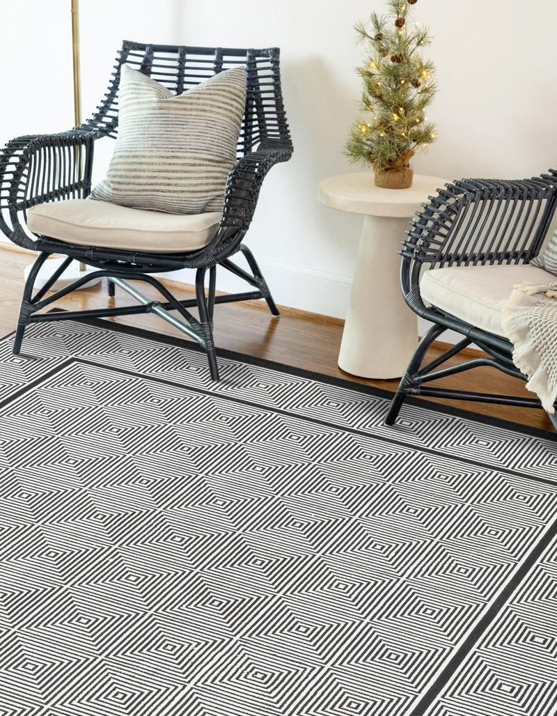 Roma Elegance Collection Area Rug -  Trastevere Rectangle Black and White  lifestyle 4