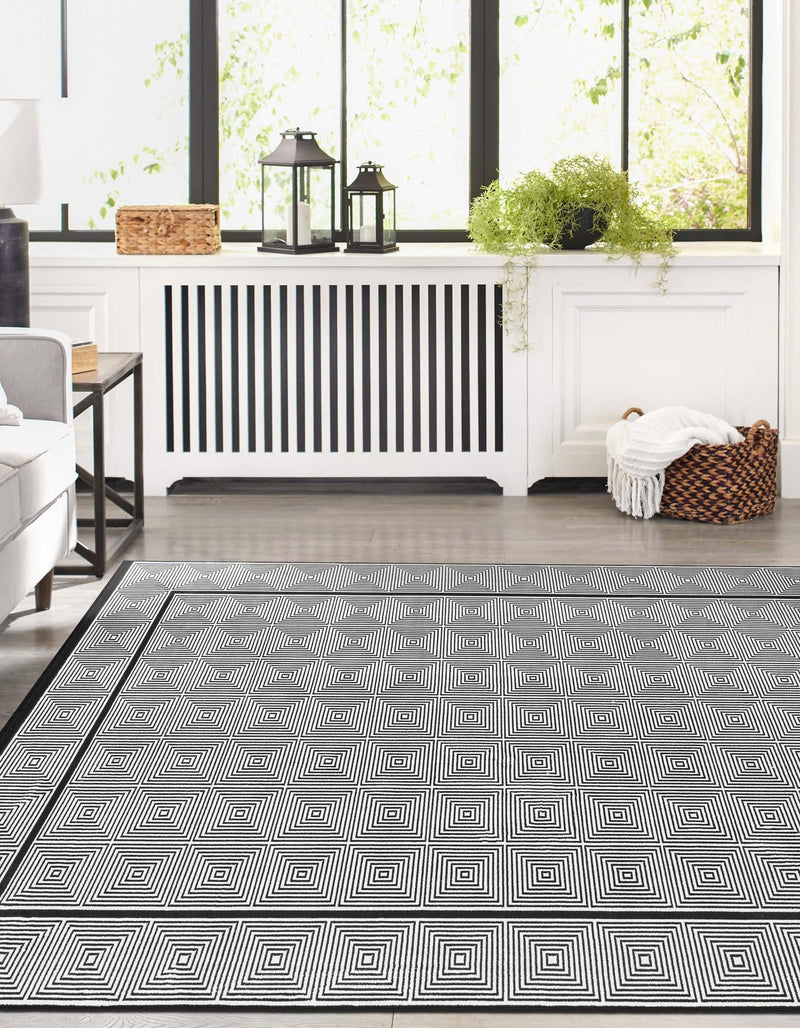 Roma Elegance Collection Area Rug -  Trastevere Rectangle Black and White  lifestyle 5
