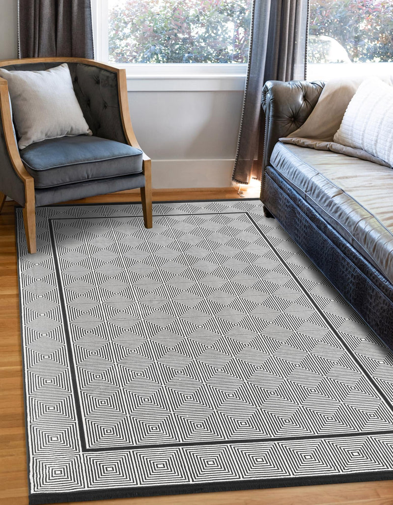 Roma Elegance Collection Area Rug -  Trastevere Rectangle Black and White  lifestyle 6
