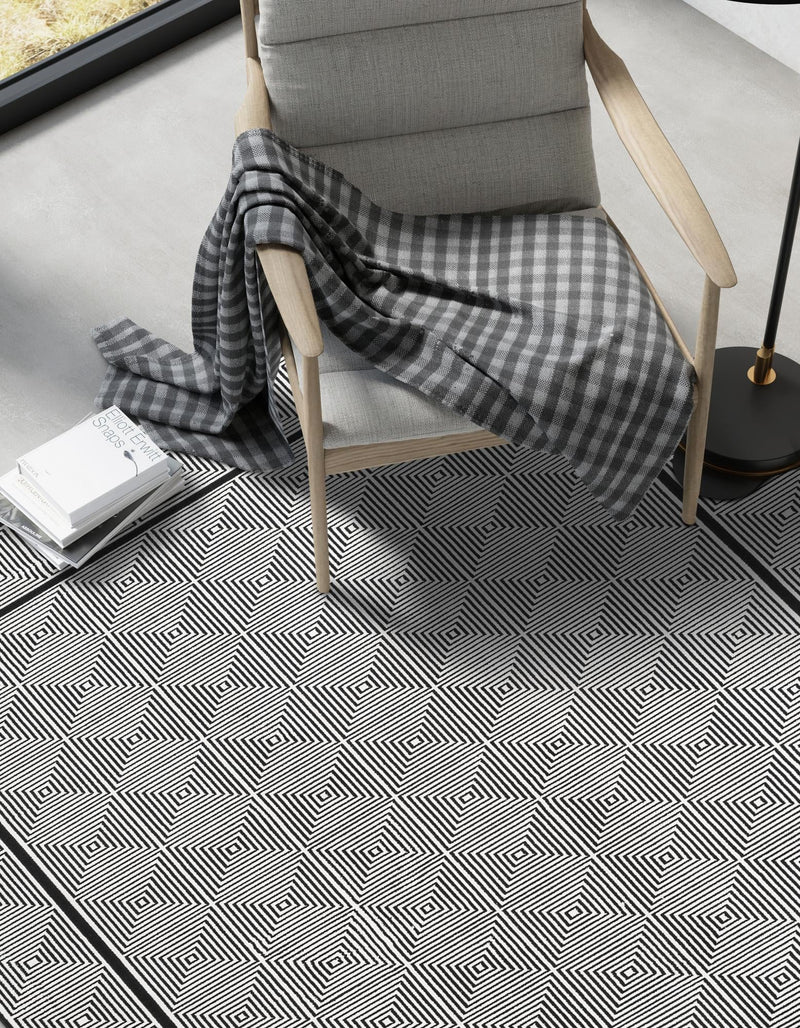 Roma Elegance Collection Area Rug -  Trastevere Rectangle Black and White  lifestyle 7