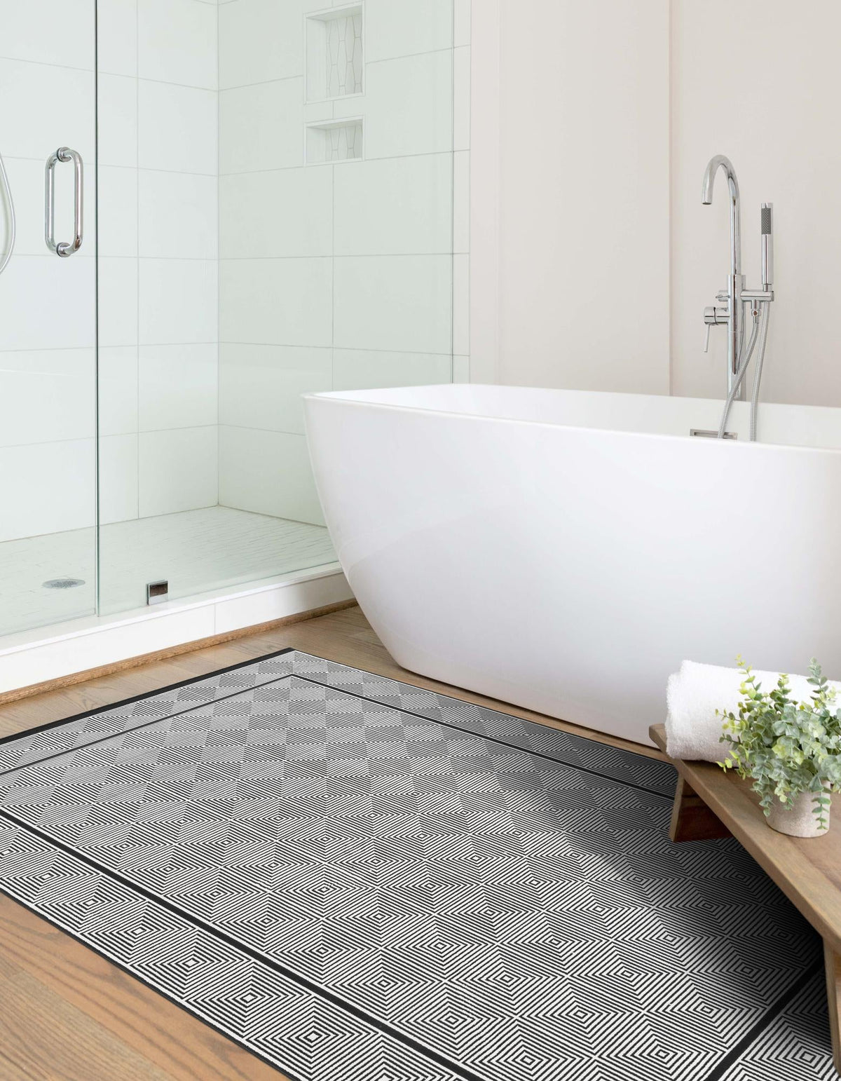 Roma Elegance Collection Area Rug -  Trastevere Rectangle Black and White  lifestyle 8