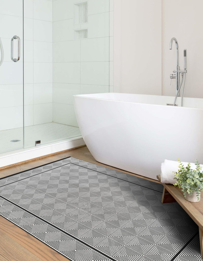 Roma Elegance Collection Area Rug -  Trastevere Rectangle Black and White  lifestyle 8