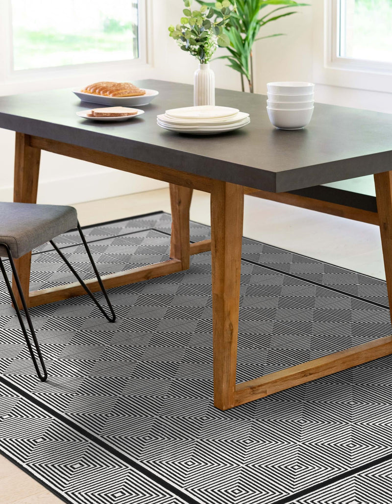 Roma Elegance Collection Area Rug -  Trastevere Rectangle Black and White  lifestyle 9