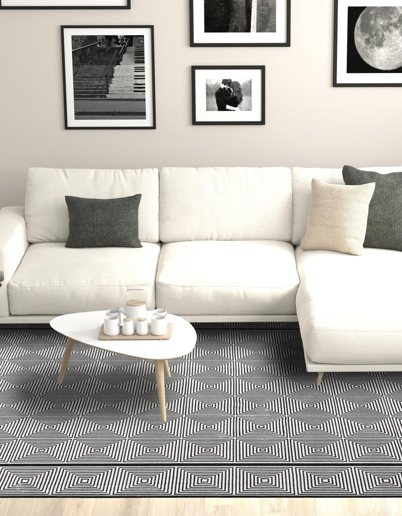 Roma Elegance Collection Area Rug -  Trastevere Rectangle Black and White  lifestyle 10