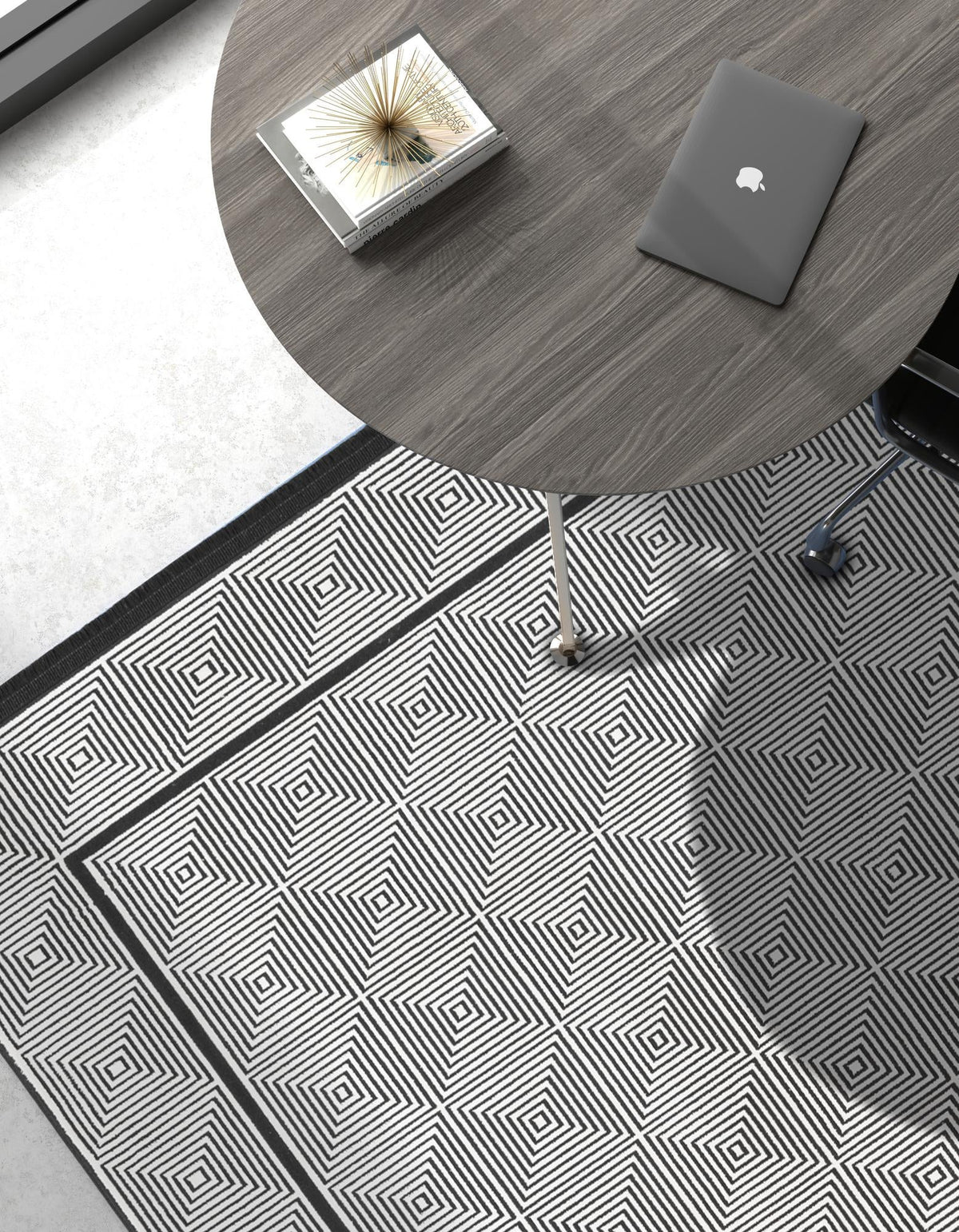 Roma Elegance Collection Area Rug -  Trastevere Rectangle Black and White  lifestyle 11