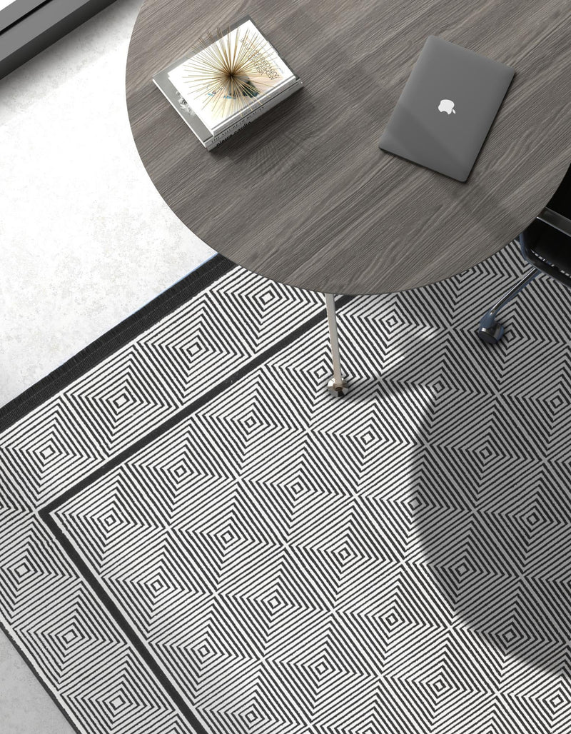 Roma Elegance Collection Area Rug -  Trastevere Rectangle Black and White  lifestyle 11