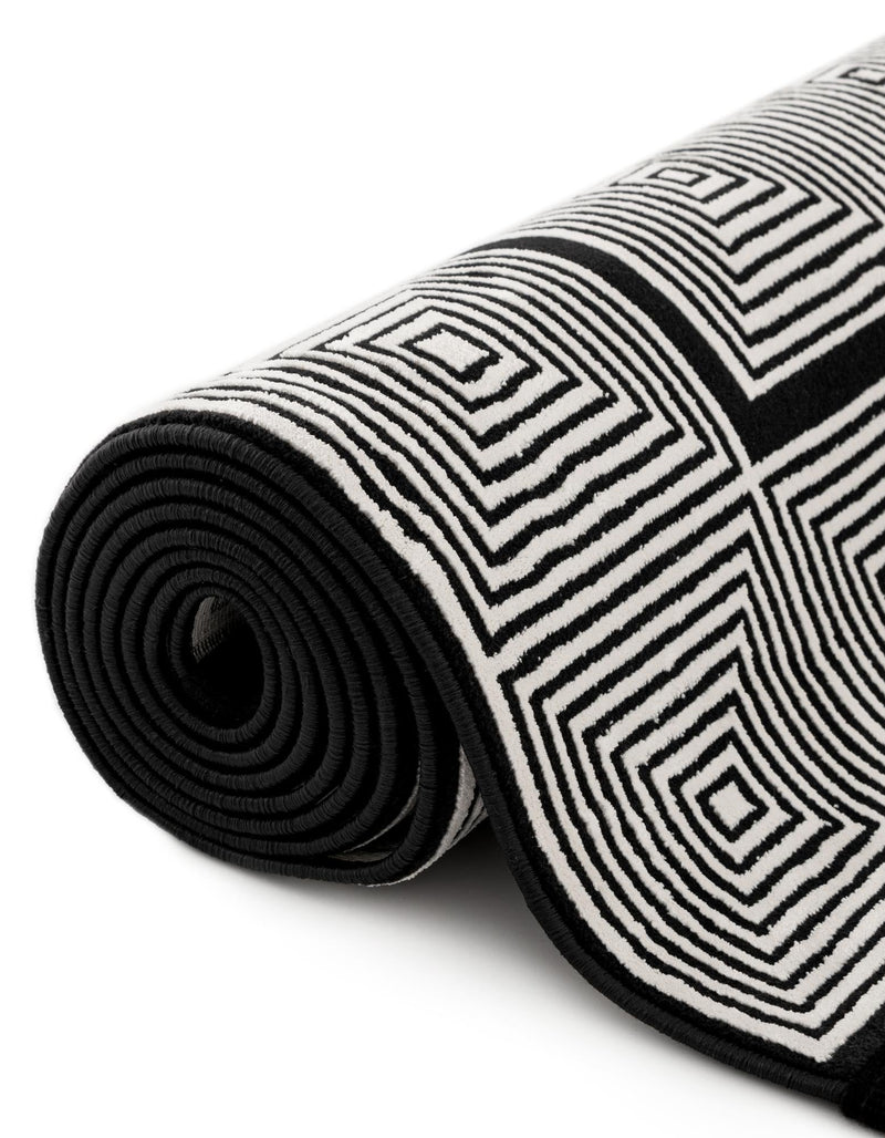Roma Elegance Collection Area Rug -  Trastevere Rectangle Black and White  lifestyle 19