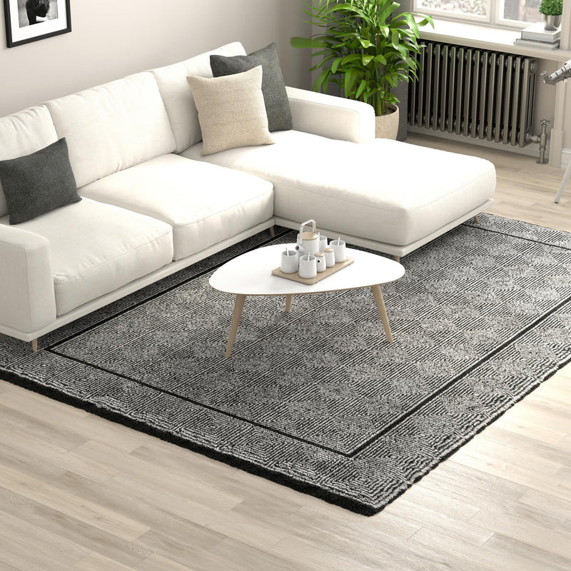Roma Elegance Collection Area Rug -  Trastevere Rectangle Black and White  lifestyle 22