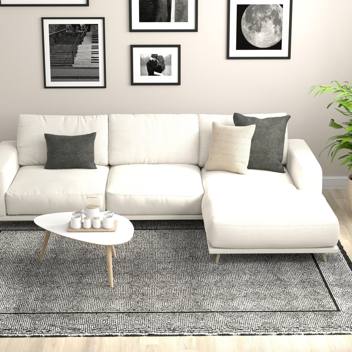 Roma Elegance Collection Area Rug -  Trastevere Rectangle Black and White  lifestyle 23