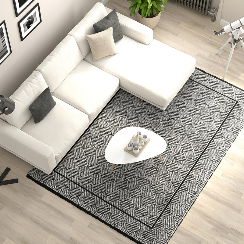 Roma Elegance Collection Area Rug -  Trastevere Rectangle Black and White  lifestyle 24