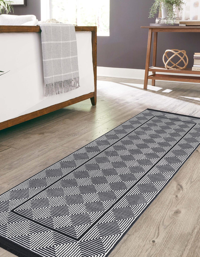 Roma Elegance Collection Area Rug -  Trastevere Runner Black and White  lifestyle 30