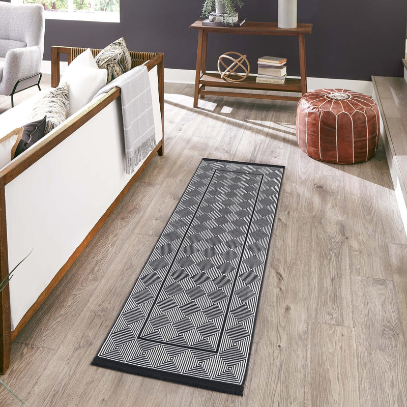 Roma Elegance Collection Area Rug -  Trastevere Runner Black and White  lifestyle 53