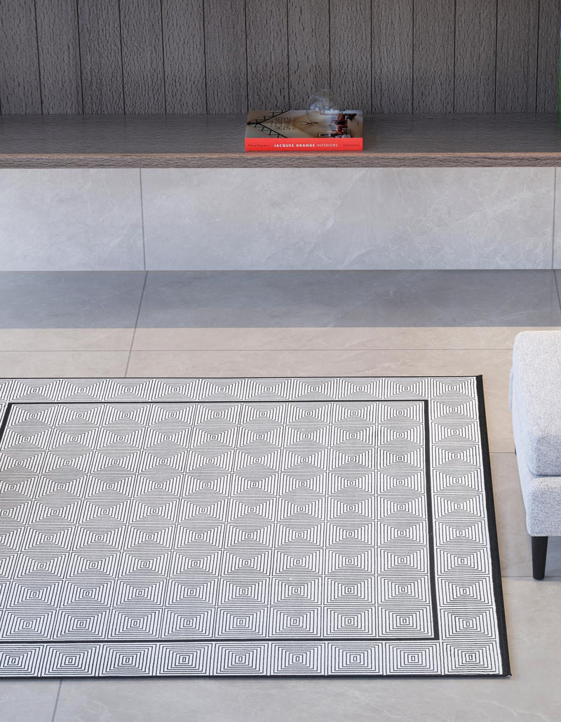 Roma Elegance Collection Area Rug -  Trastevere Square Black and White  lifestyle 27