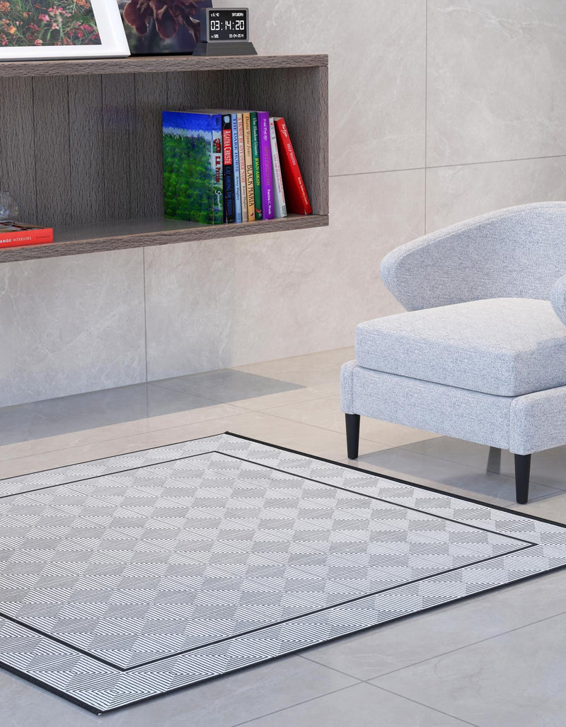 Roma Elegance Collection Area Rug -  Trastevere Square Black and White  lifestyle 29