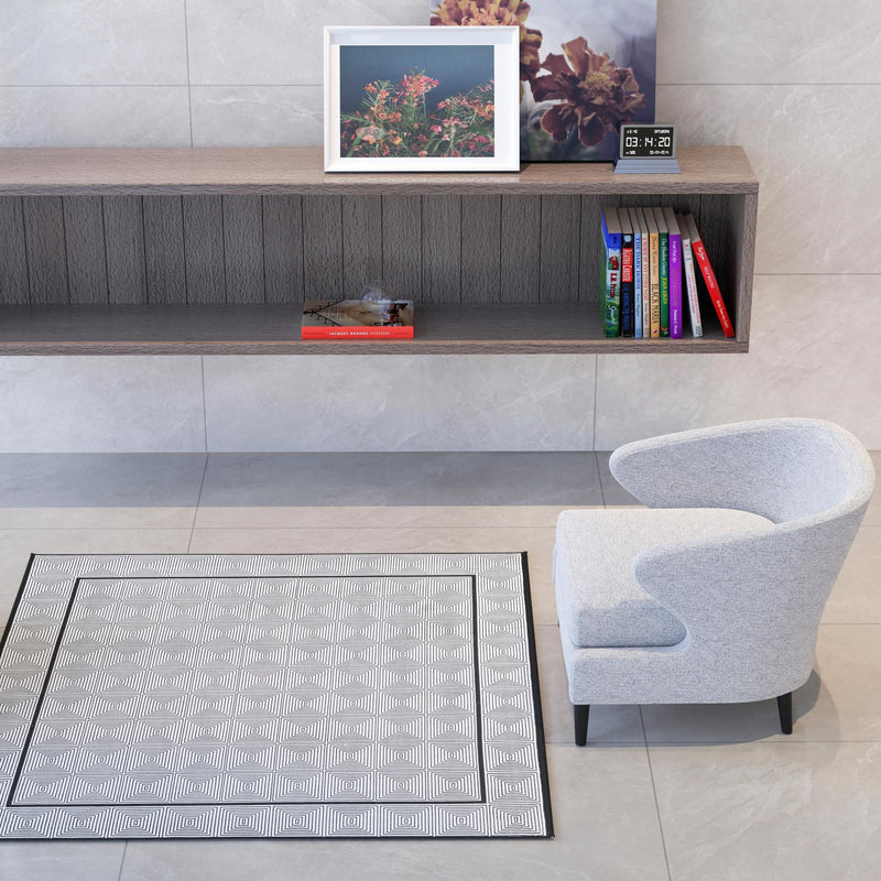 Roma Elegance Collection Area Rug -  Trastevere Square Black and White  lifestyle 52