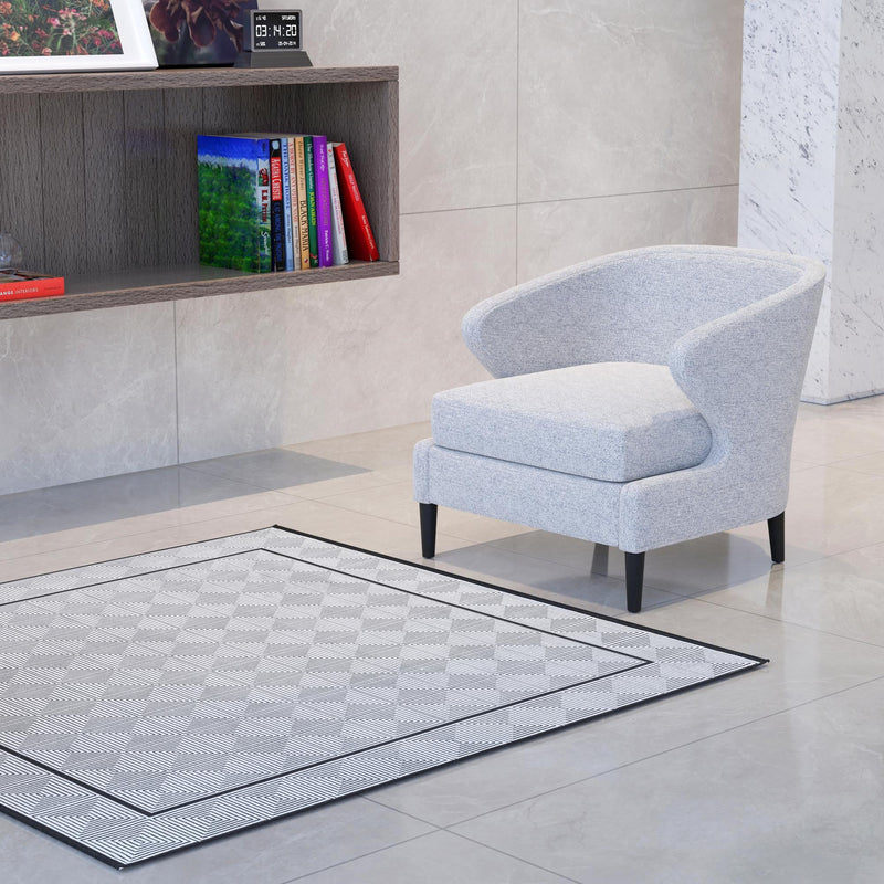 Roma Elegance Collection Area Rug -  Trastevere Square Black and White  lifestyle 54