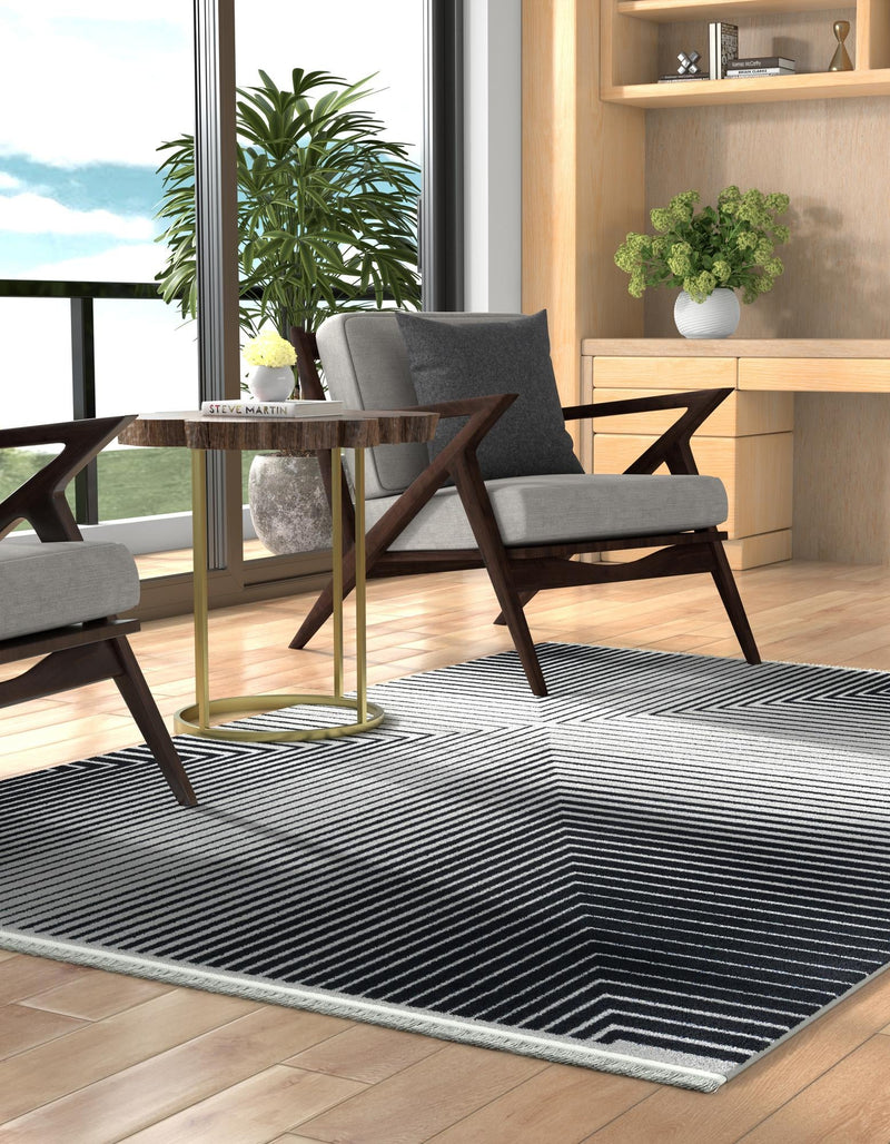 Roma Elegance Collection Area Rug -  Palatino Rectangle Black and White  lifestyle 3