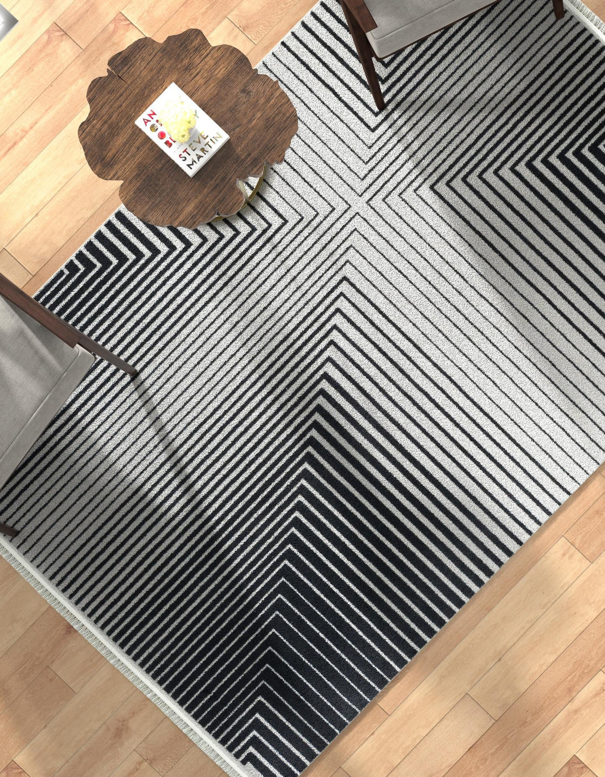 Roma Elegance Collection Area Rug -  Palatino Rectangle Black and White  lifestyle 4