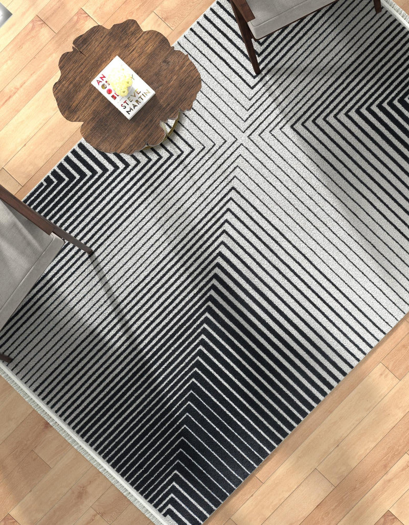 Roma Elegance Collection Area Rug -  Palatino Rectangle Black and White  lifestyle 4
