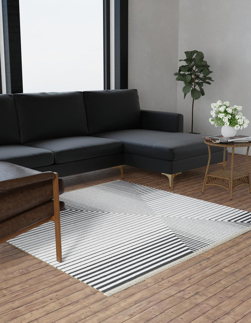 Roma Elegance Collection Area Rug -  Palatino Square Black and White  lifestyle 19