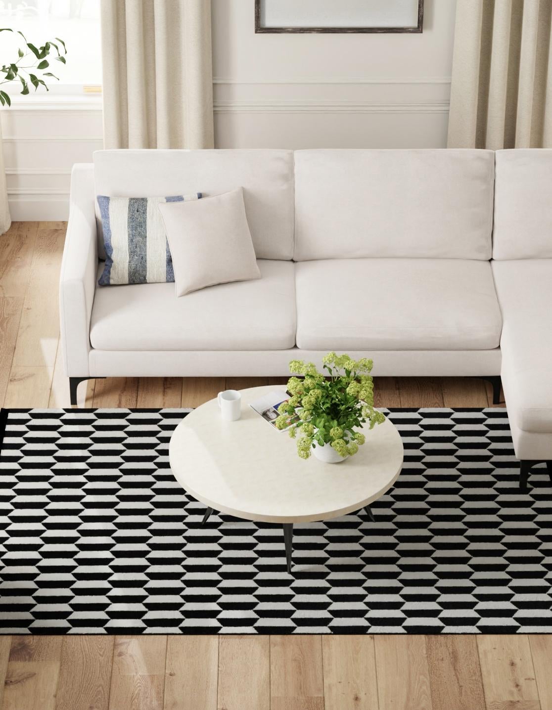 Roma Elegance Collection Area Rug -  Trevi Rectangle Black and White  lifestyle 2