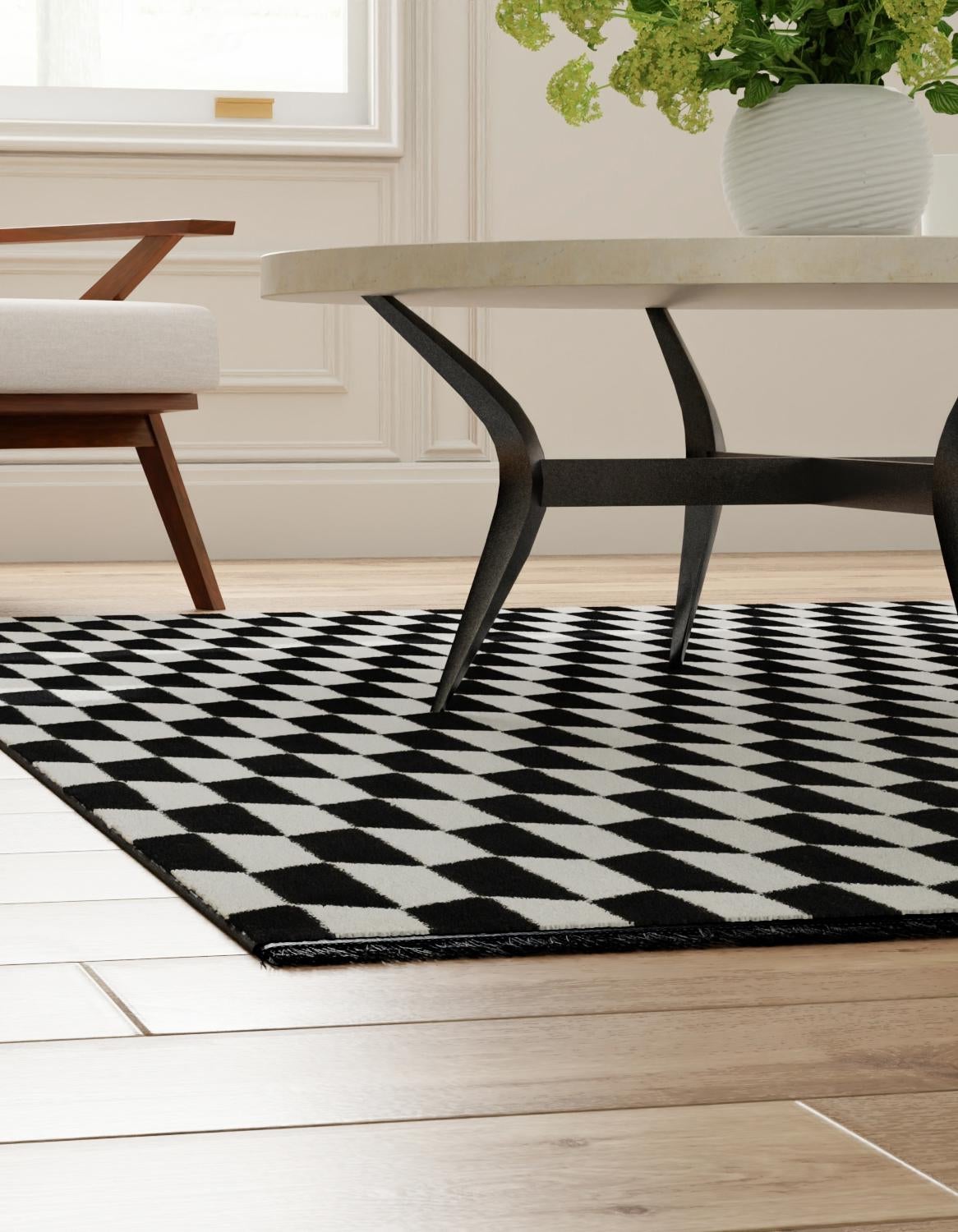 Roma Elegance Collection Area Rug -  Trevi Rectangle Black and White  lifestyle 3