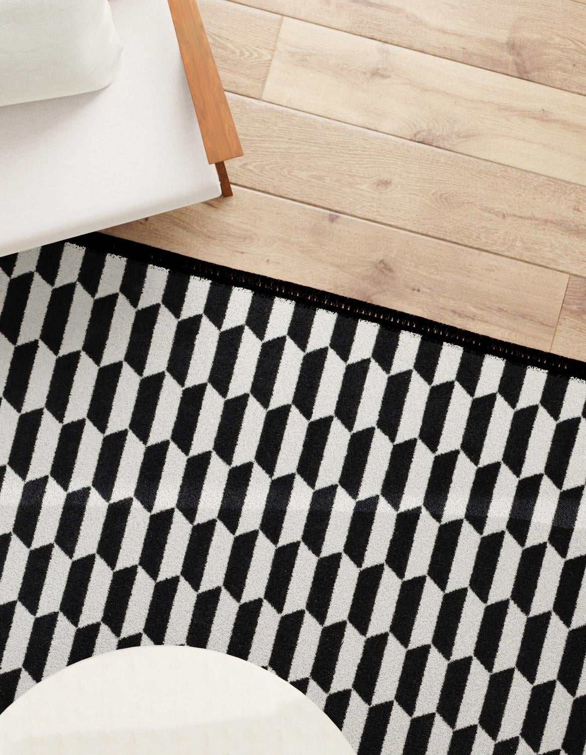 Roma Elegance Collection Area Rug -  Trevi Rectangle Black and White  lifestyle 4